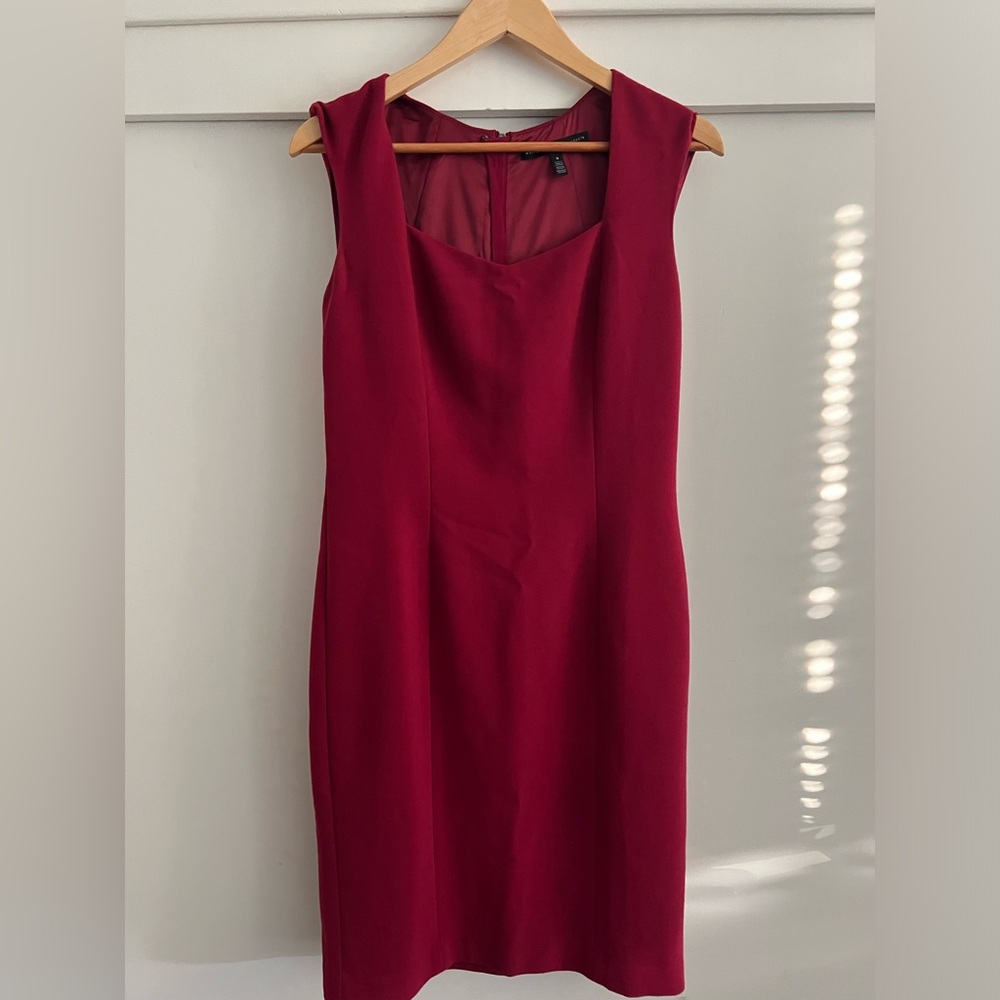White House Black Market Maroon Red midi dress - size 8